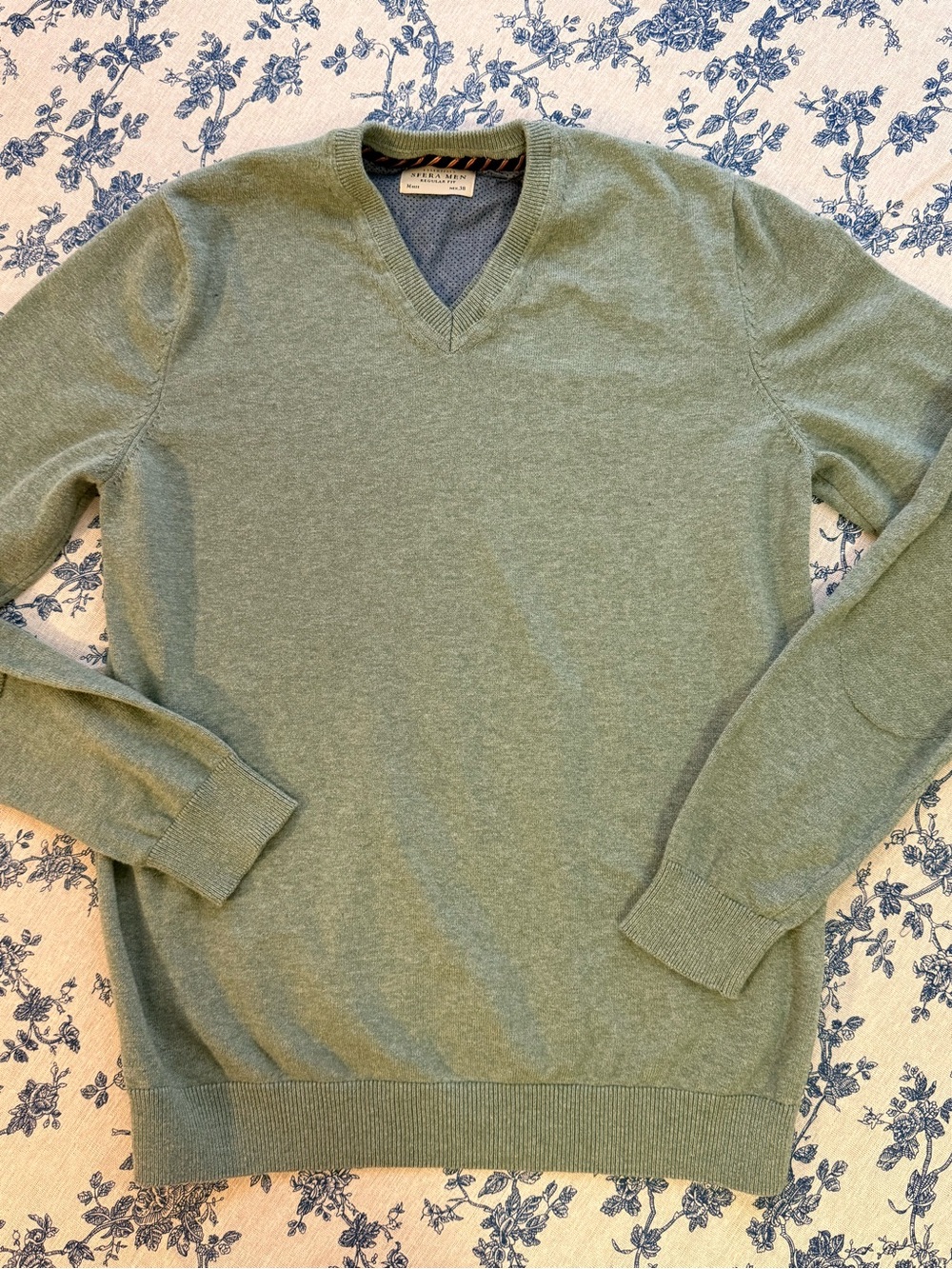 Men's Sfera V-Neck Sweater in Sage Green